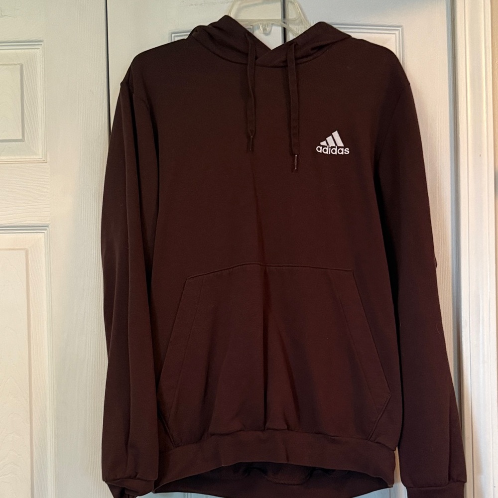 Adidas Men's Dark Burgundy Hoodie